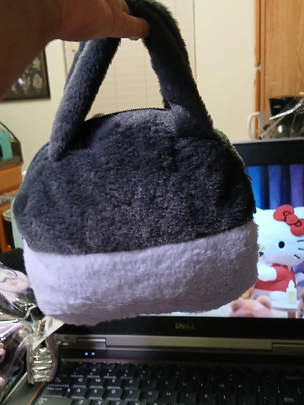 Kuromi Plush Handbag in Black and Lavender S/M